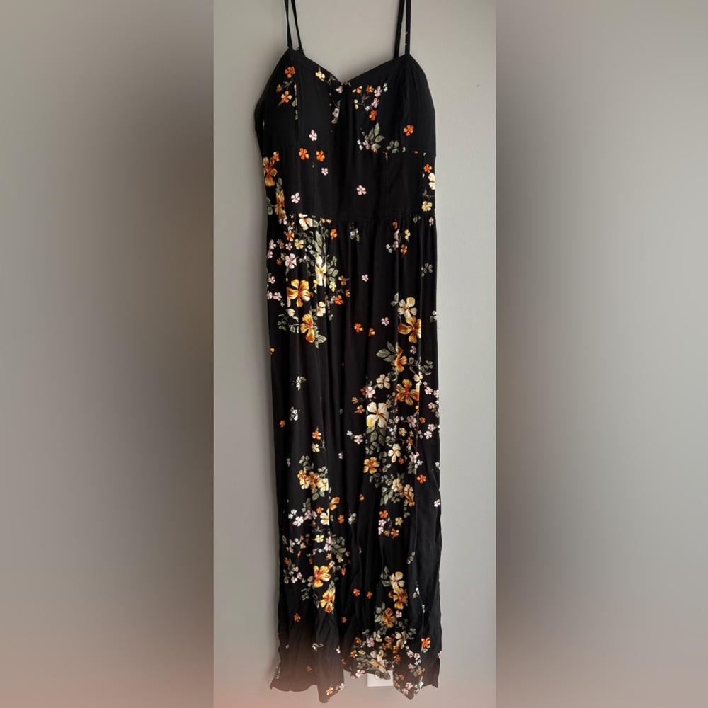 Black And Floral Maxi Dress